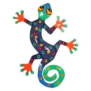 Hand Crafted Tropical GecKo Decor Haitian Art Metal Dotted
